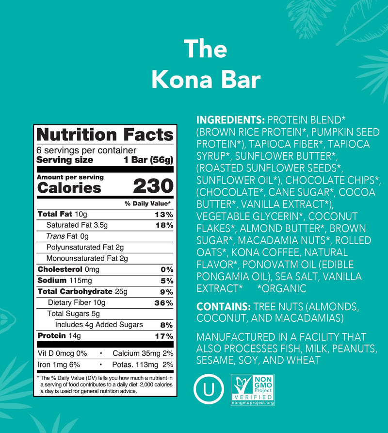 Kona coffee bar nutrition